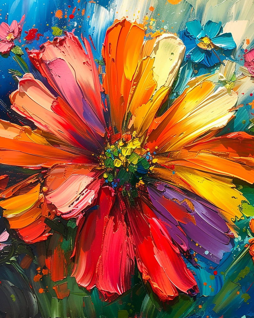 Olieverfschilderij stijl grote chrysant Schilderen op Nummers