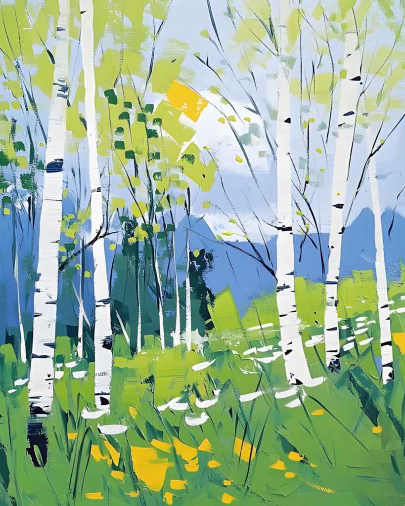Olieverfstijl Gras en Bomen Schilderen op Nummers