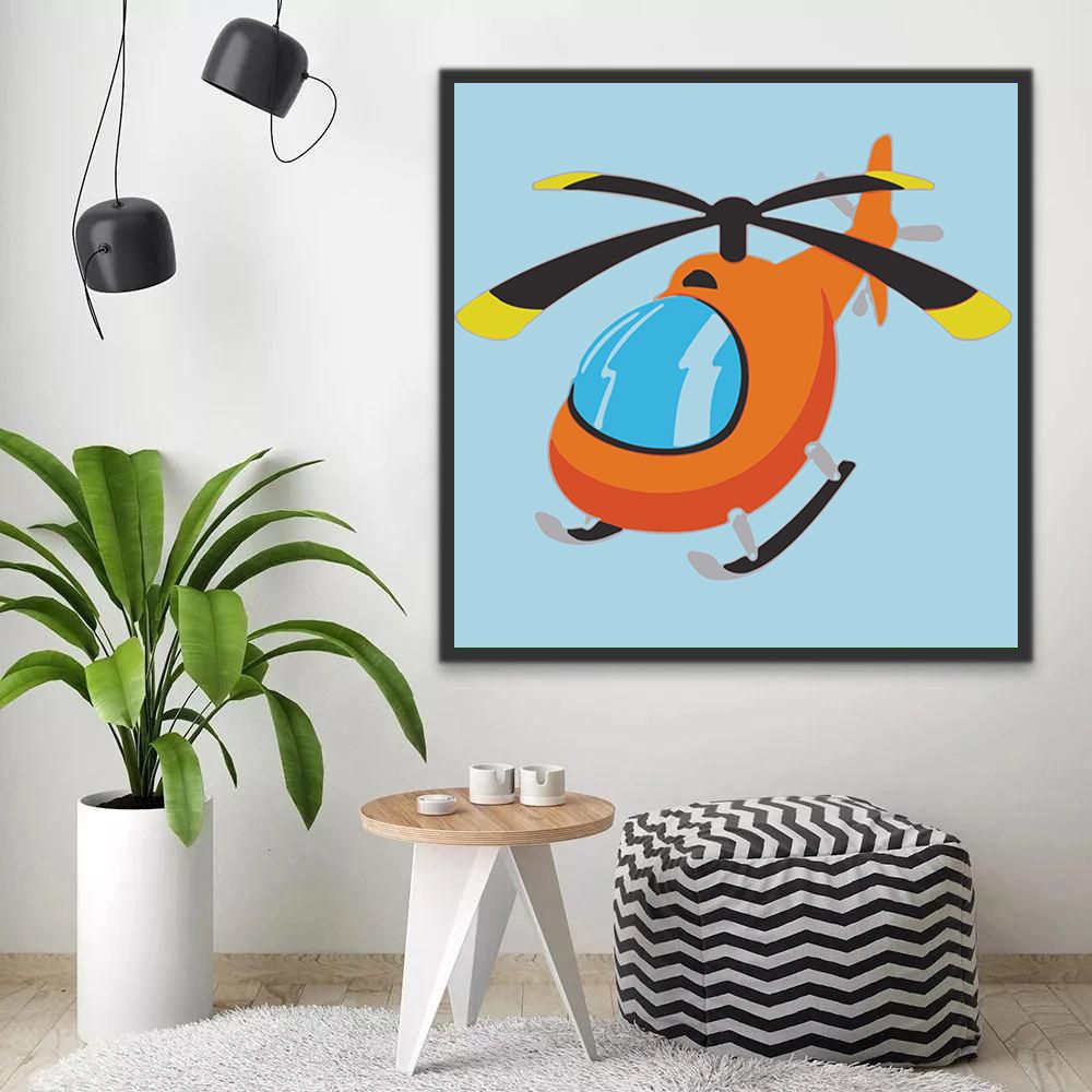 Oranje Helikopters Kinderen Schilderen op Nummers
