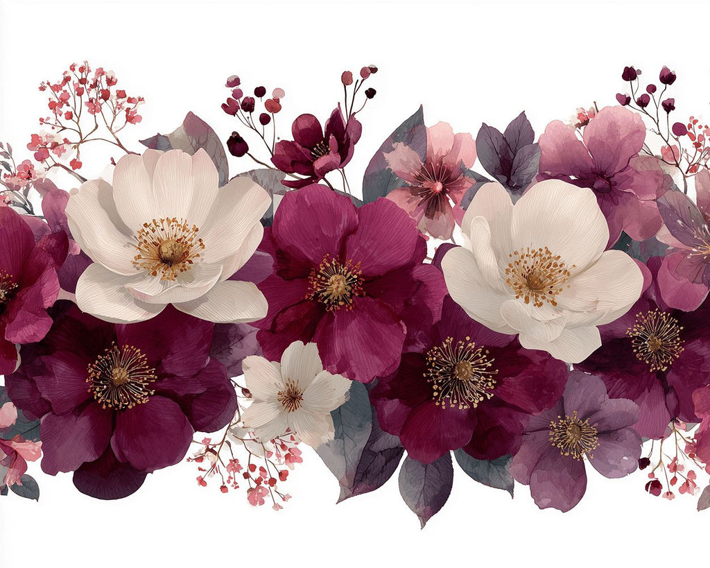Paarse en Witte Bloemen Schilderen op Nummers