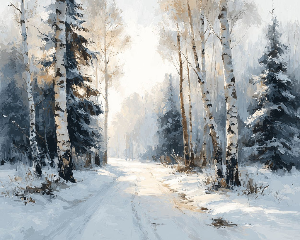 Pad in het Besneeuwde Bos Schilderen op Nummers