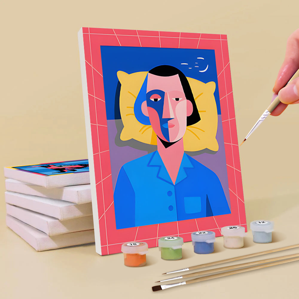 Picasso Stijl Cartoon Pop Art 6 Stuks Mini Schilderen op Nummers