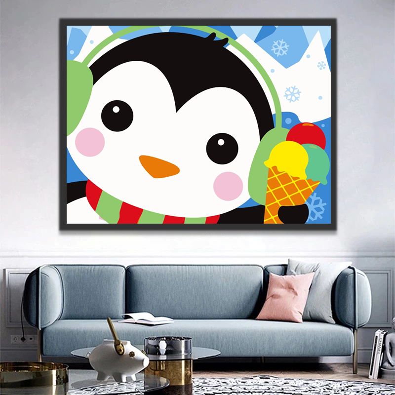 Pinguïn met Koptelefoon Schilderen op Nummers