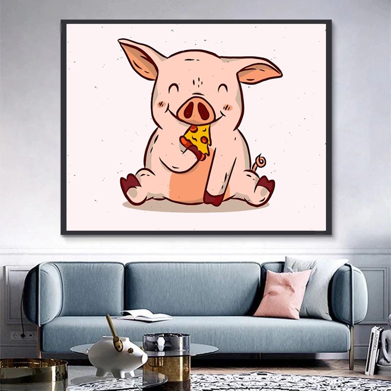Pizza Etende Varken Schilderen op Nummers Kinderen