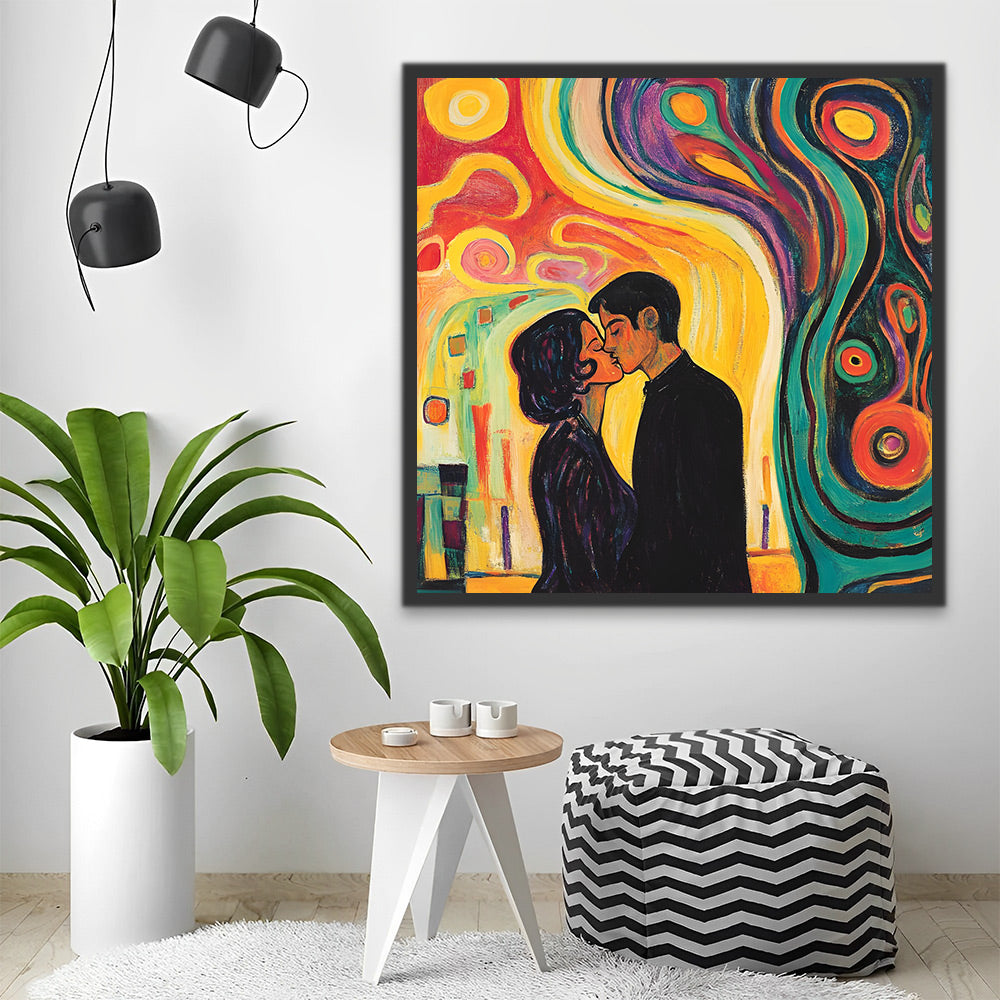 Popart-stijl Kussend Paar Schilderen op Nummers