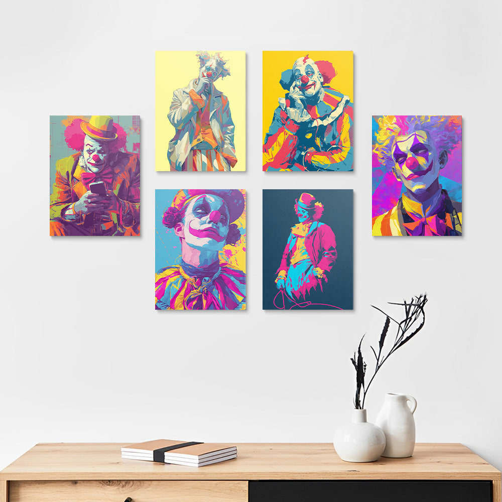 Popstijl Clown 6 Stuks Mini Schilderen op Nummers