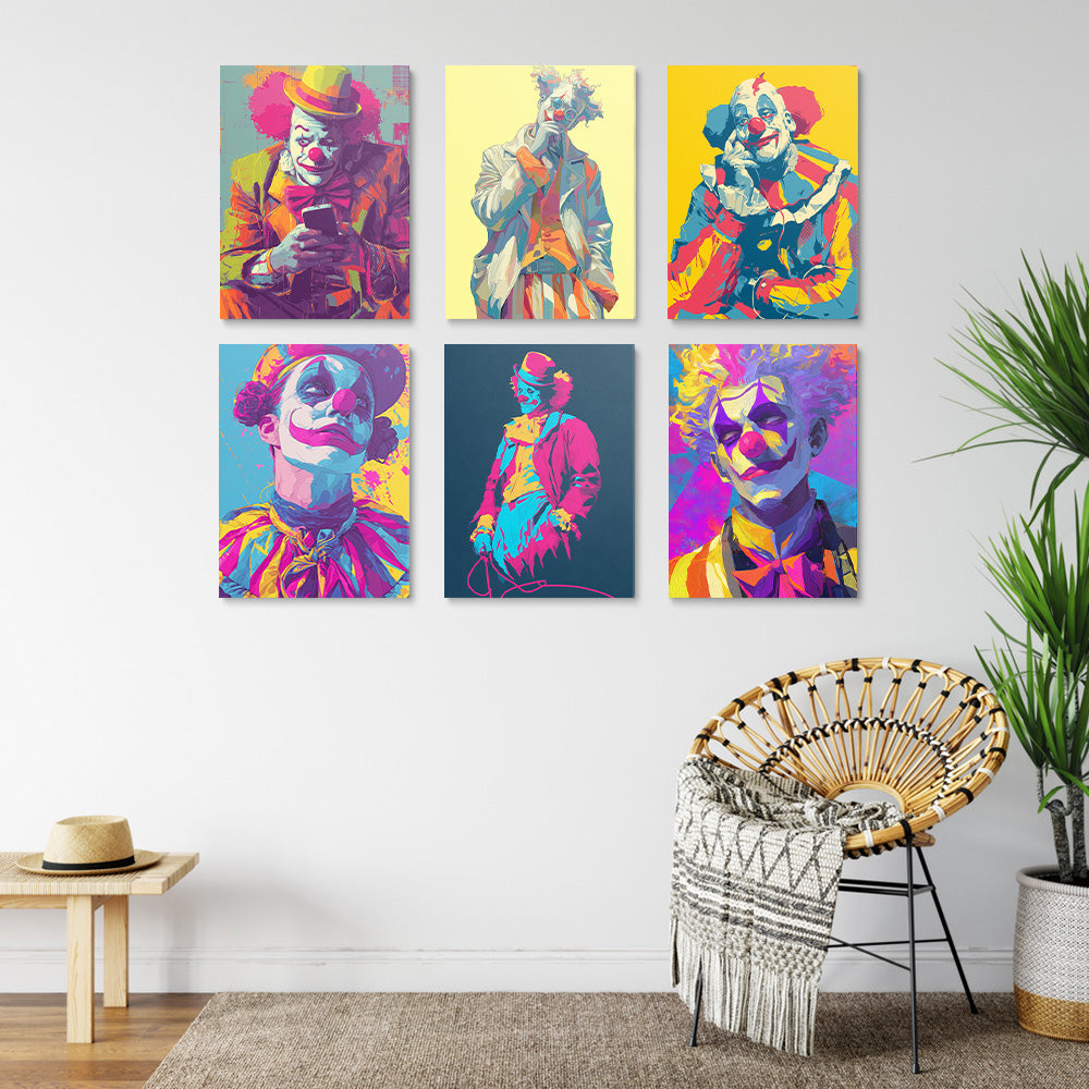 Popstijl Clown 6 Stuks Mini Schilderen op Nummers