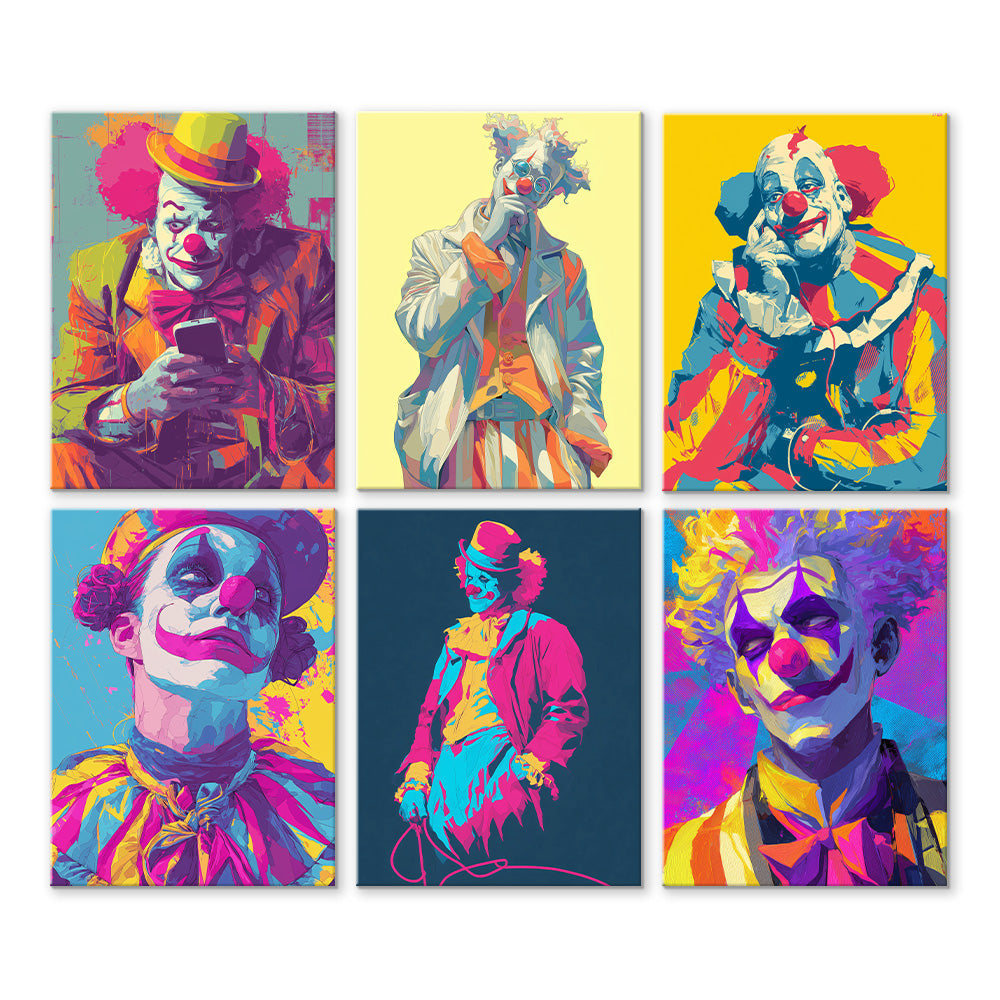 Popstijl Clown 6 Stuks Mini Schilderen op Nummers