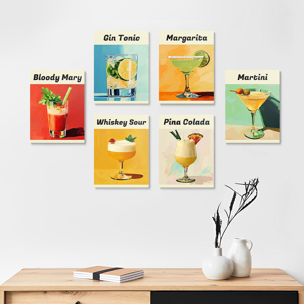 Populaire Cocktails 6 Stuks Mini Schilderen op Nummers