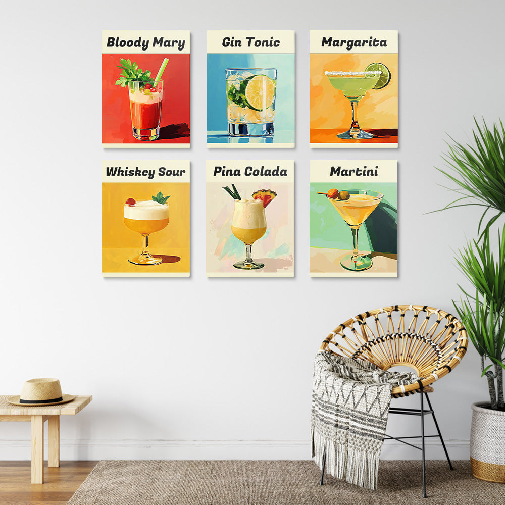 Populaire Cocktails 6 Stuks Mini Schilderen op Nummers