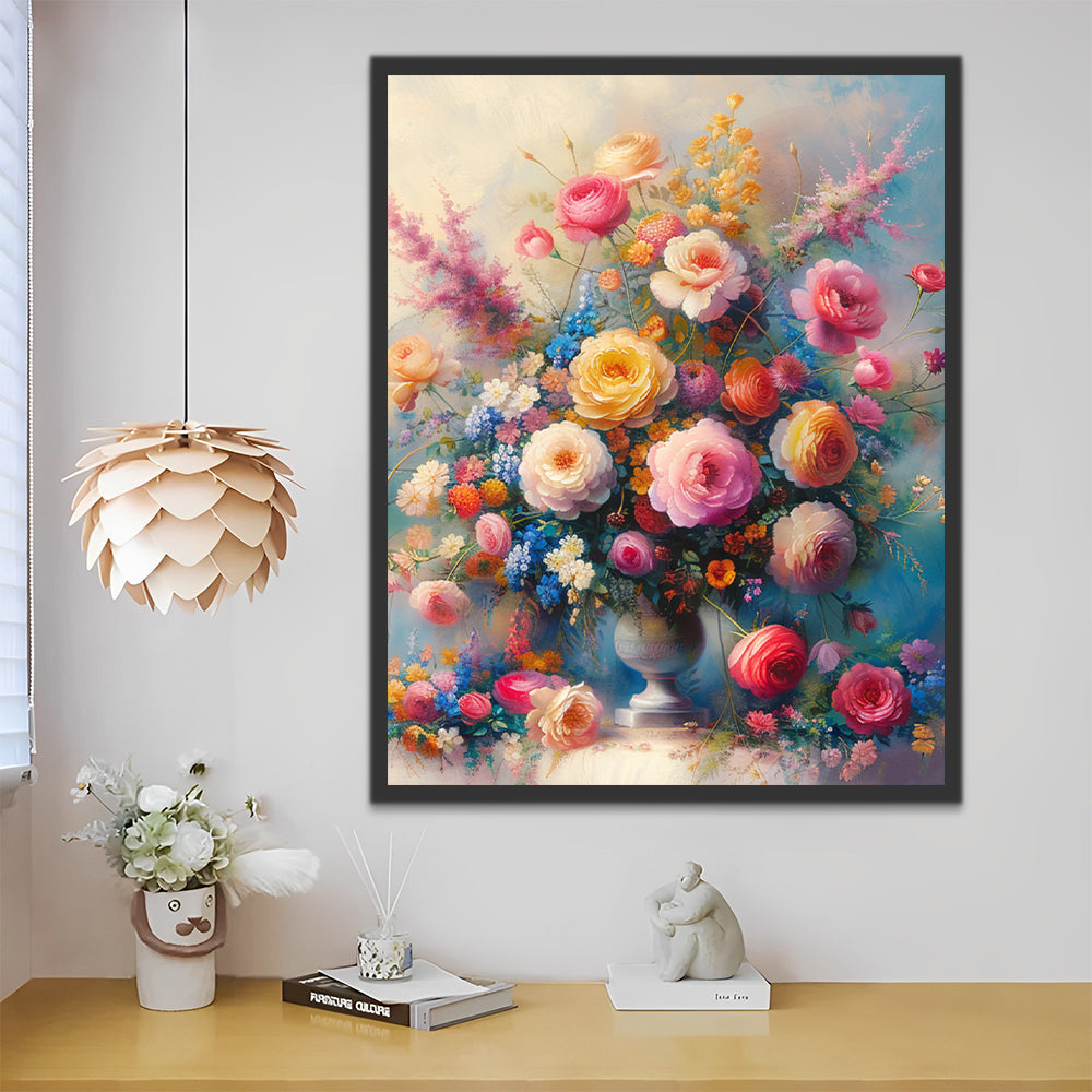 Potbloemen in warme kleuren Schilderen op Nummers