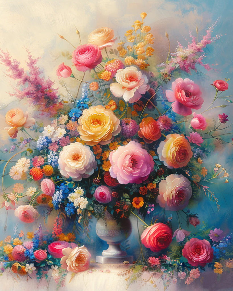 Potbloemen in warme kleuren Schilderen op Nummers