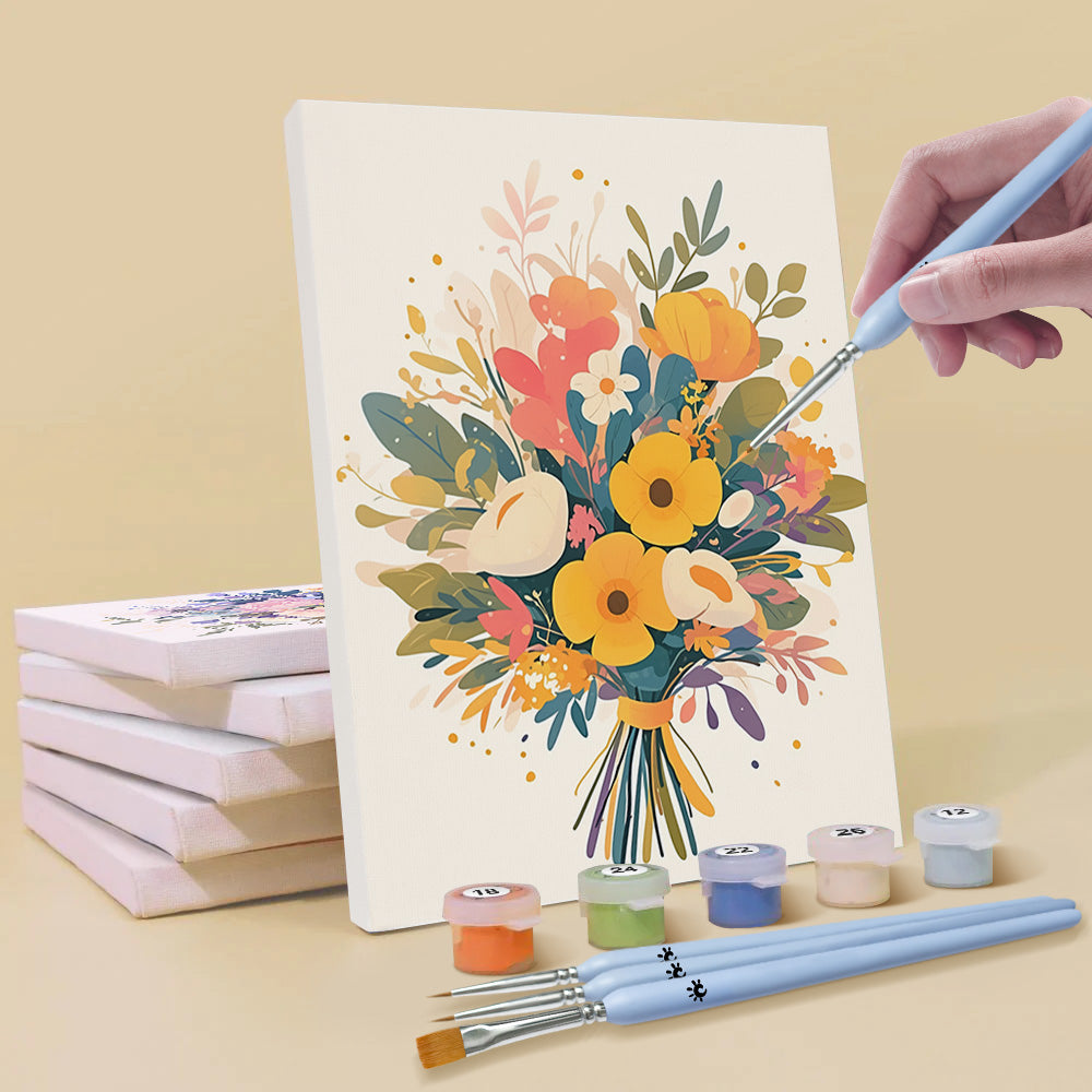 Prachtige Bloemenboeketten 6 Stuks Mini Schilderen op Nummers