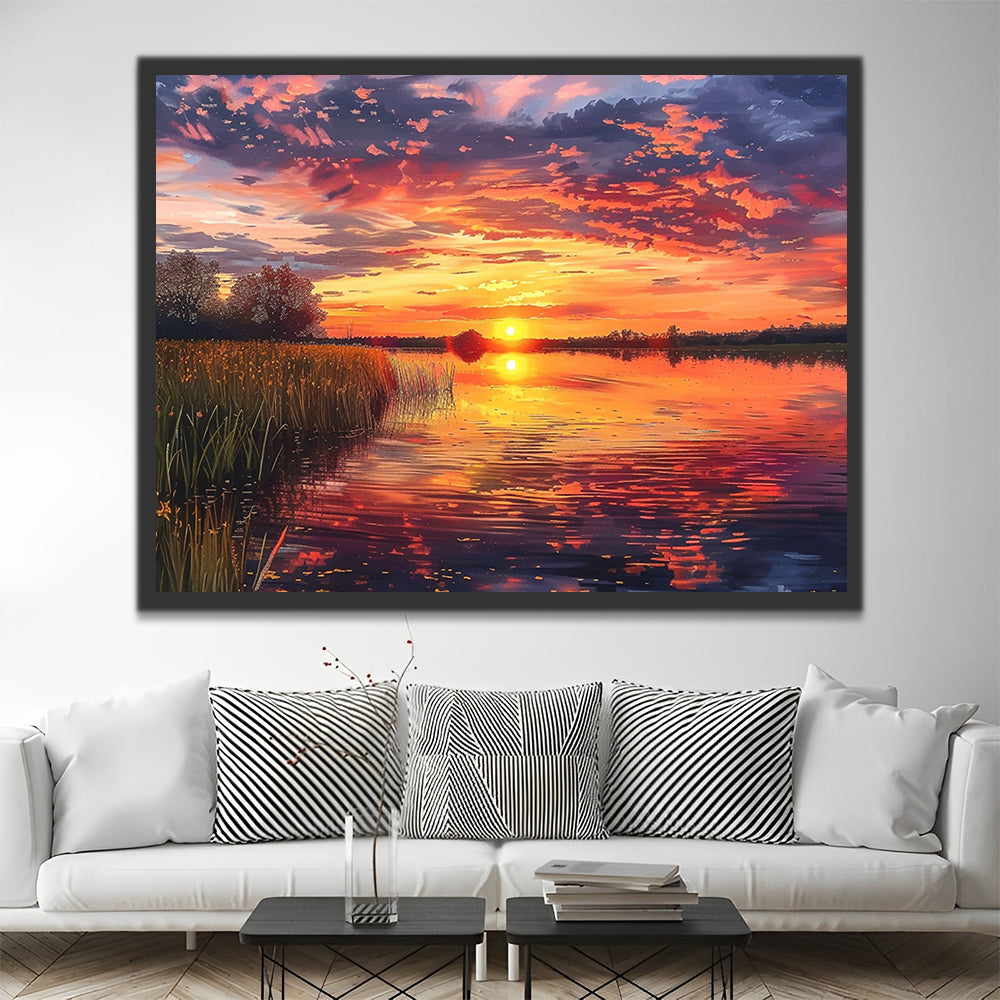 Prachtige Zonsondergangen en Riet Schilderen op Nummers