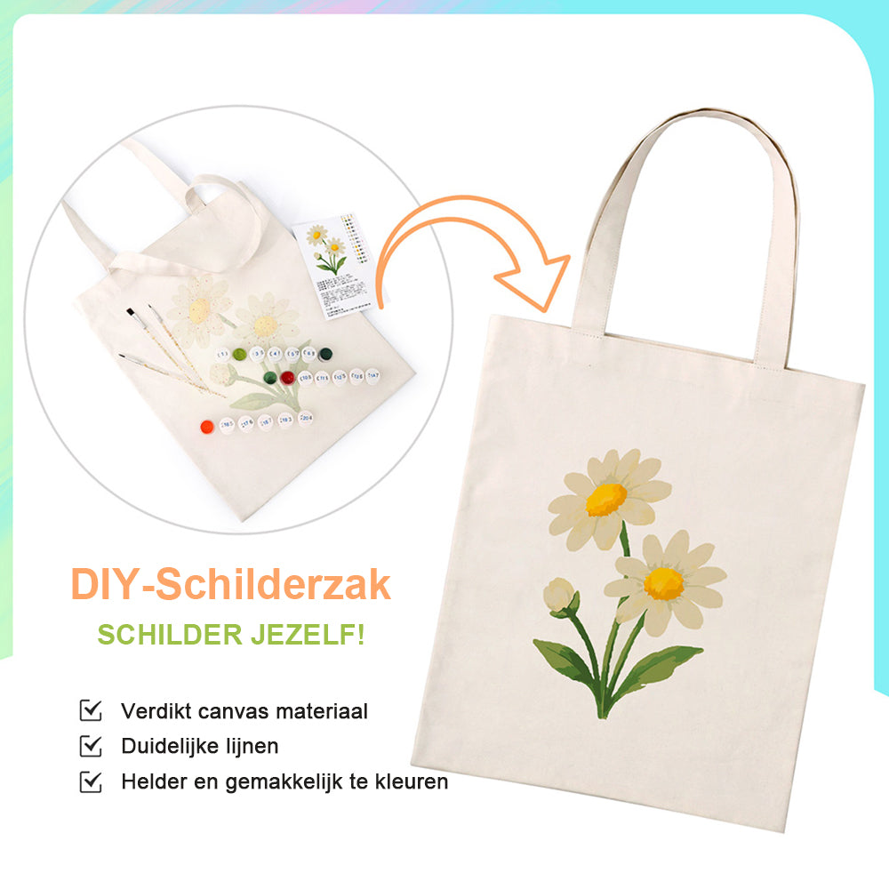 Puur Kleine Madelief Canvas Tote Bag Schilderen op Nummers