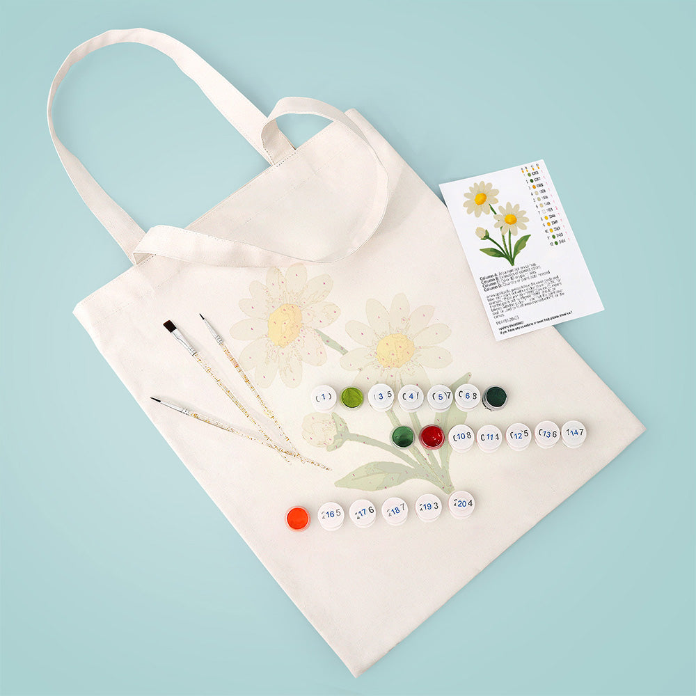Puur Kleine Madelief Canvas Tote Bag Schilderen op Nummers