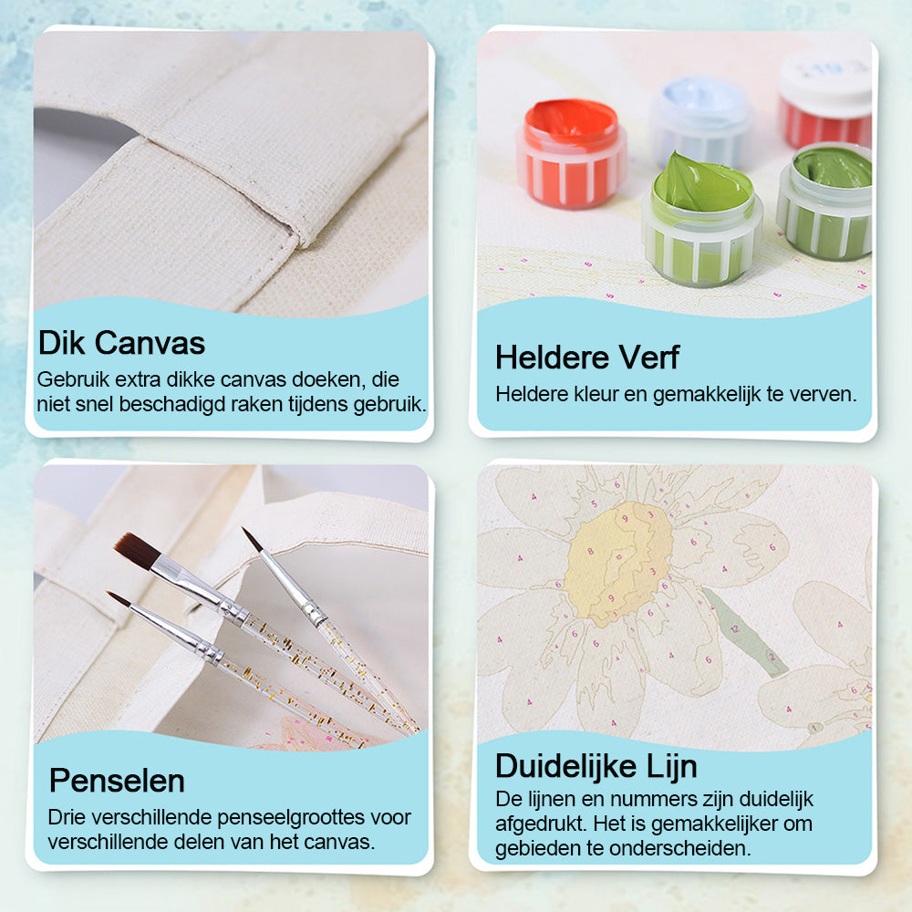 Puur Kleine Madelief Canvas Tote Bag Schilderen op Nummers