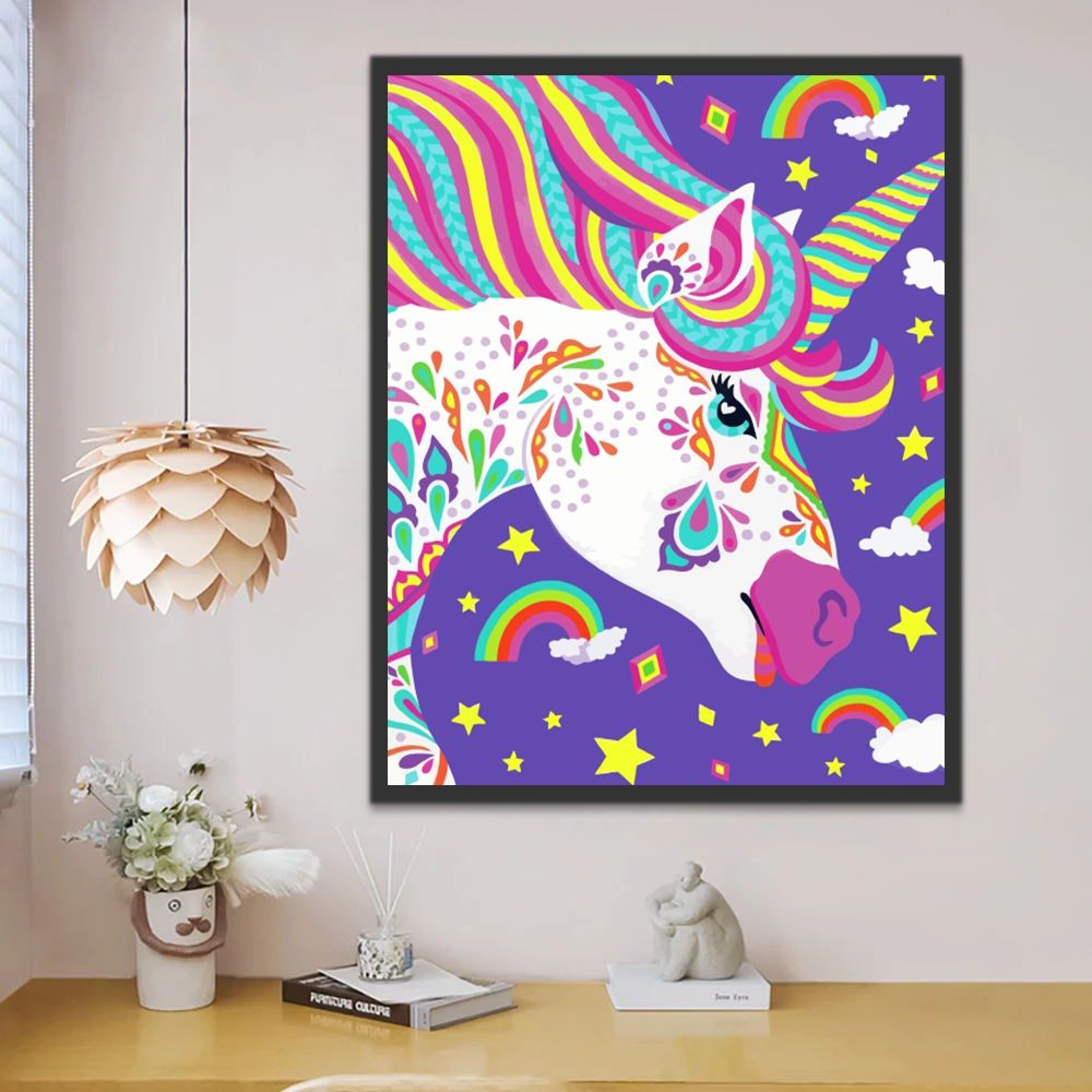 Regenboog Eenhoorn Schilderen op Nummers Kinderen
