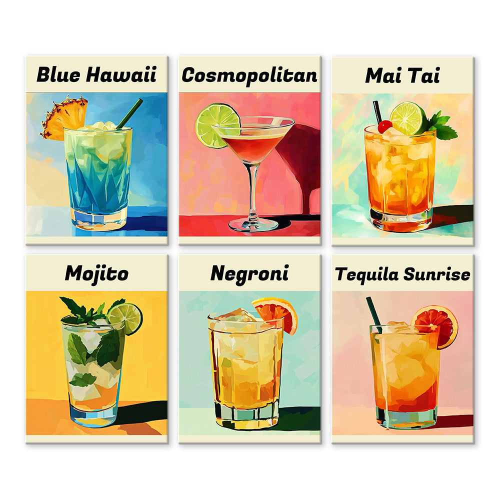 Rijke Cocktail Variaties 6 Stuks Mini Schilderen op Nummers