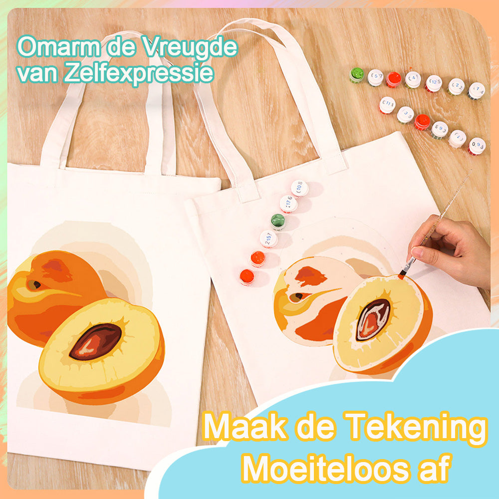 Rijpe Abrikozen Canvas Tote Bag Schilderen op Nummers