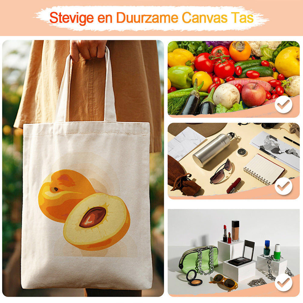 Rijpe Abrikozen Canvas Tote Bag Schilderen op Nummers