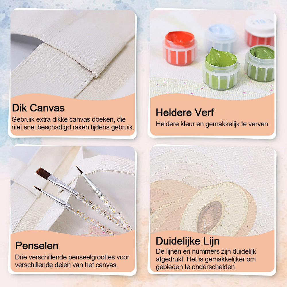 Rijpe Abrikozen Canvas Tote Bag Schilderen op Nummers