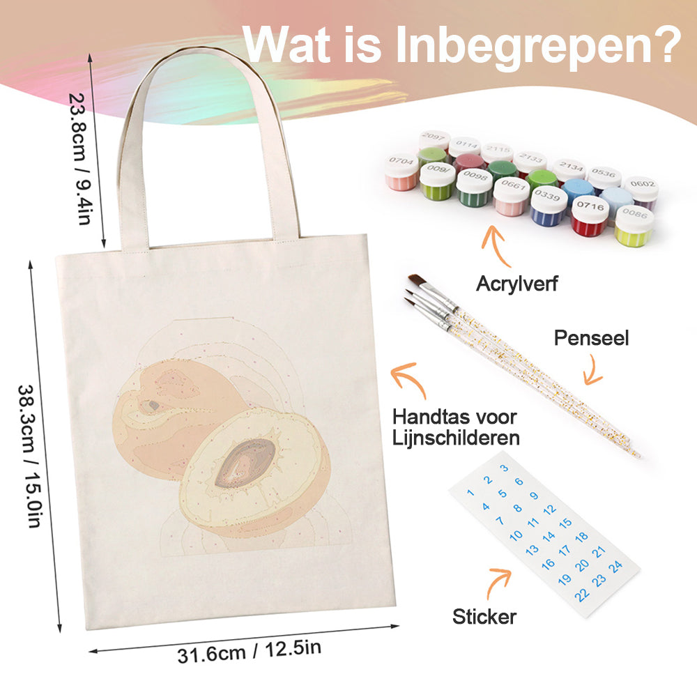 Rijpe Abrikozen Canvas Tote Bag Schilderen op Nummers