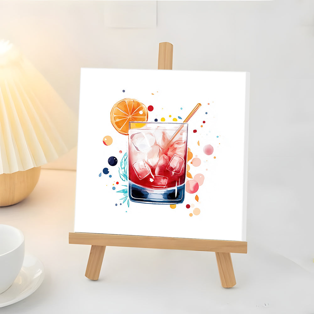 Rode Cocktail met Sinaasappelsmaak op Ijs Mini Schilderen op Nummers