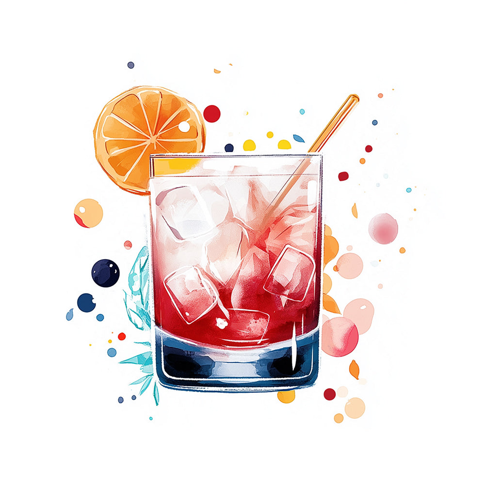 Rode Cocktail met Sinaasappelsmaak op Ijs Mini Schilderen op Nummers