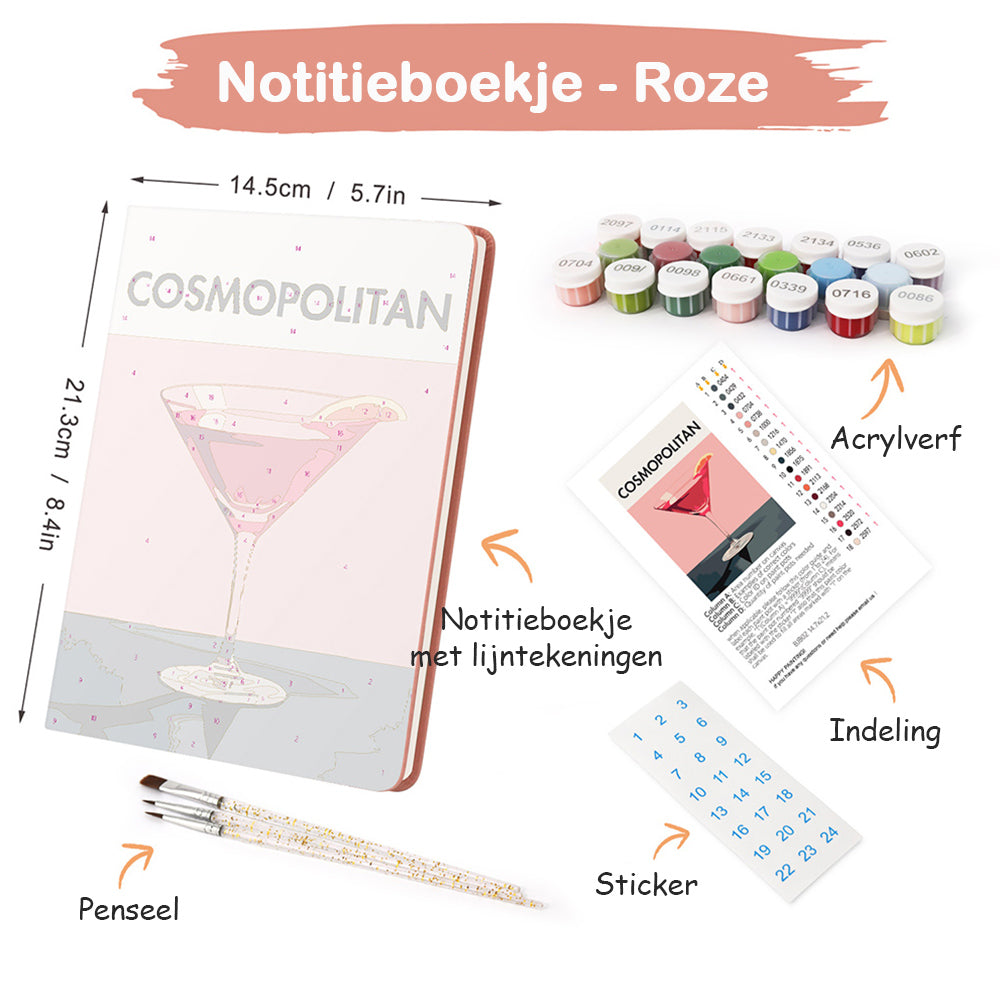Rode Cocktail Notitieboek Schilderen op Nummers