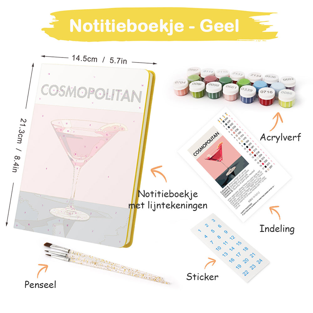 Rode Cocktail Notitieboek Schilderen op Nummers
