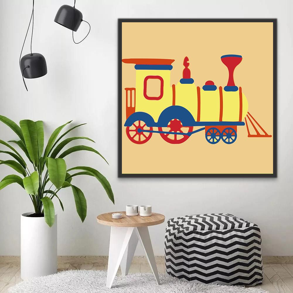 Rode en Gele Locomotief Schilderen op Nummers