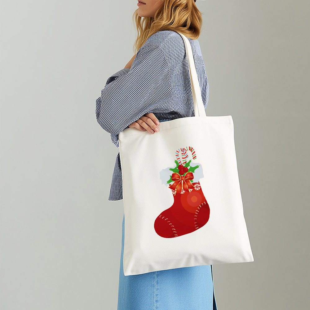 Rode Kerstsok Canvas Tote Bag Schilderen op Nummers