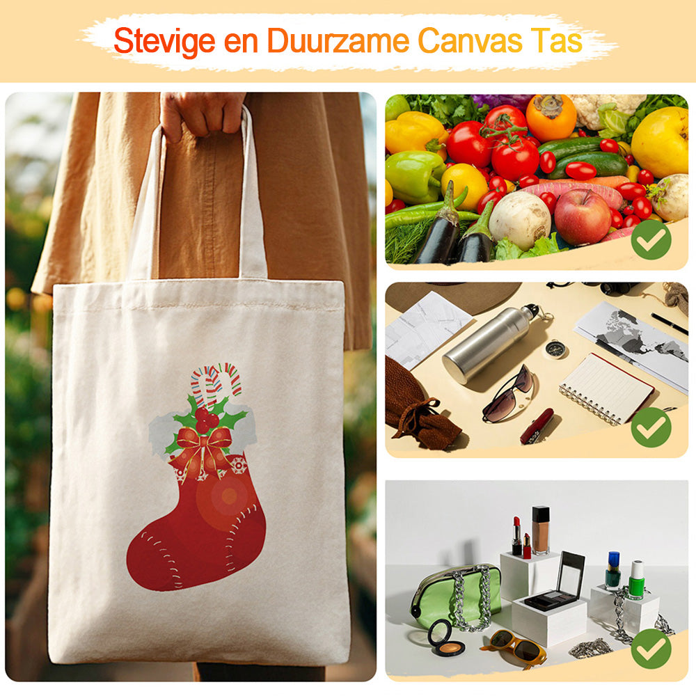 Rode Kerstsok Canvas Tote Bag Schilderen op Nummers