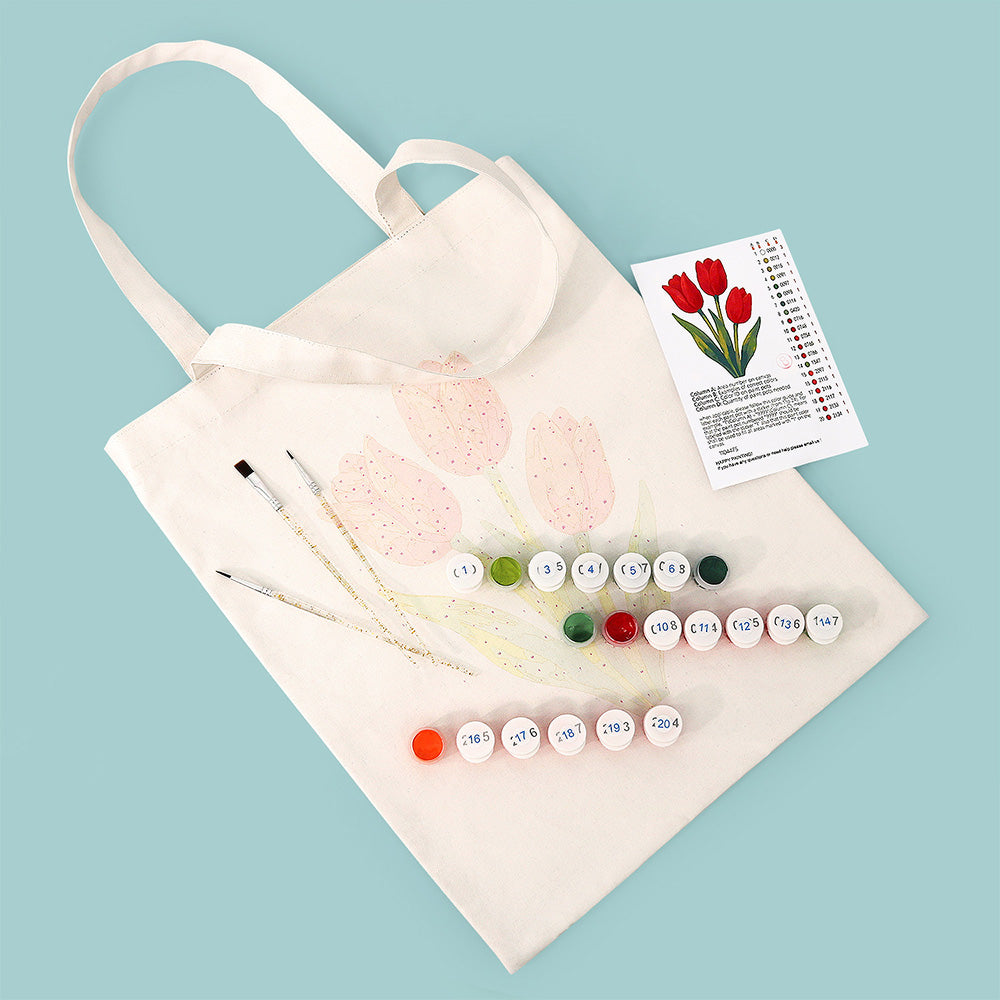Rode Tulpen Canvas Tote Bag Schilderen op Nummers