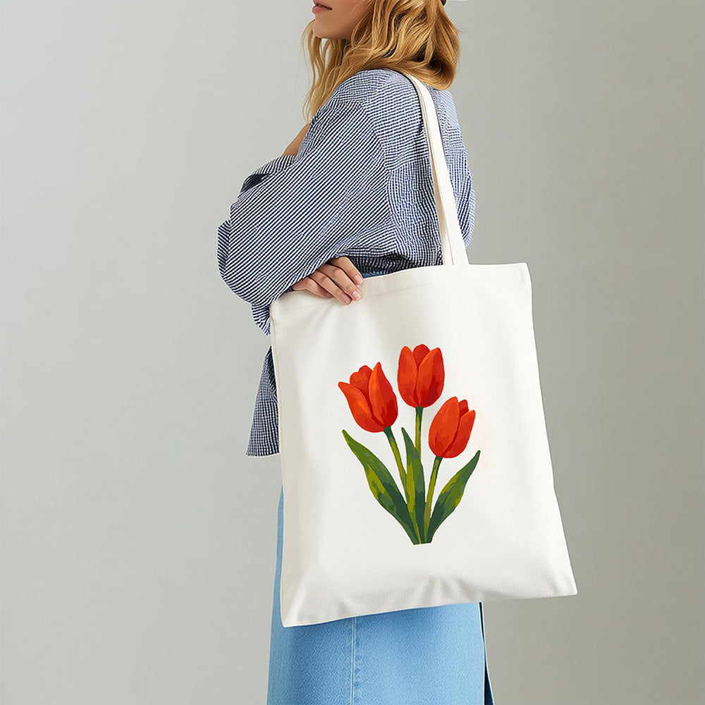 Rode Tulpen Canvas Tote Bag Schilderen op Nummers