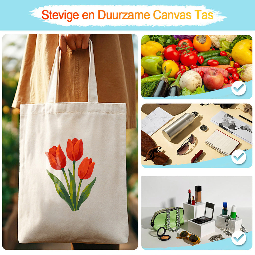 Rode Tulpen Canvas Tote Bag Schilderen op Nummers
