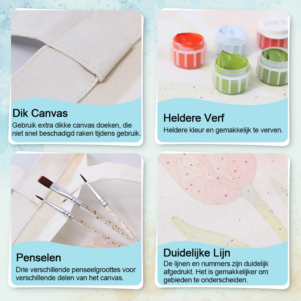 Rode Tulpen Canvas Tote Bag Schilderen op Nummers