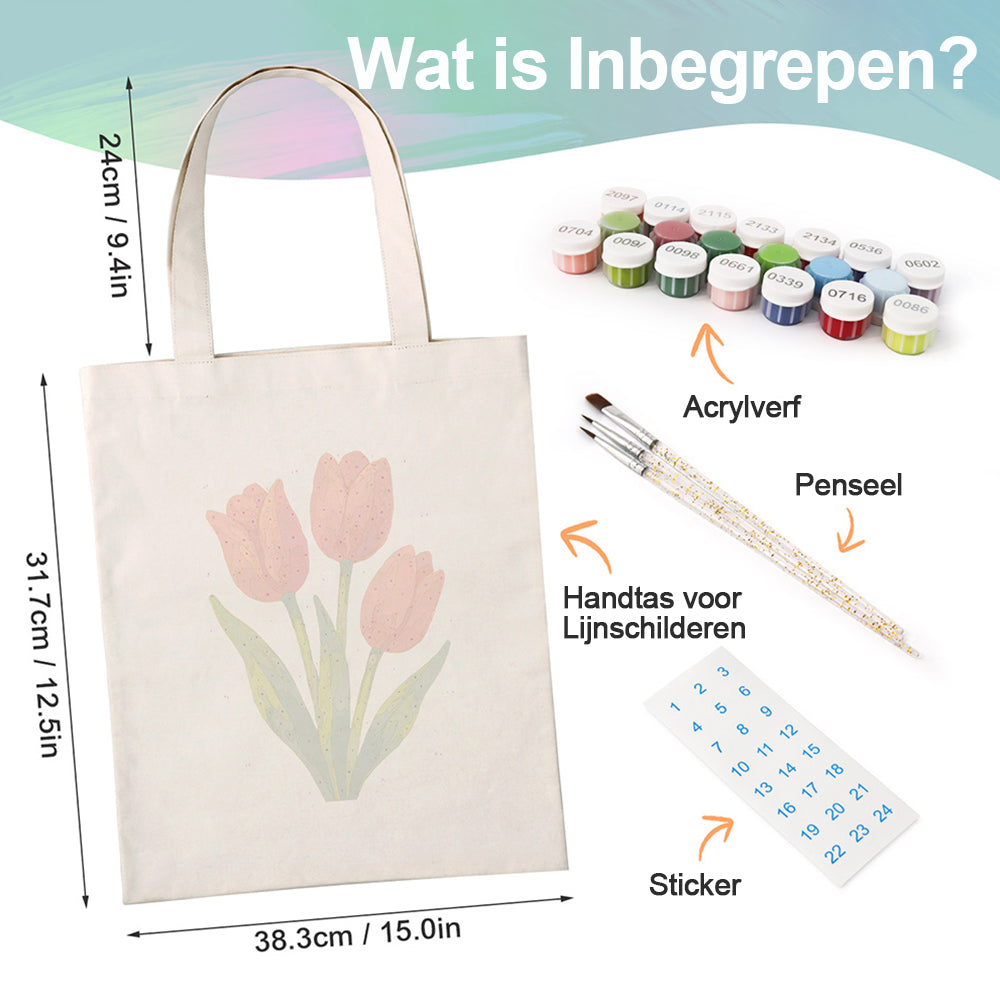Rode Tulpen Canvas Tote Bag Schilderen op Nummers