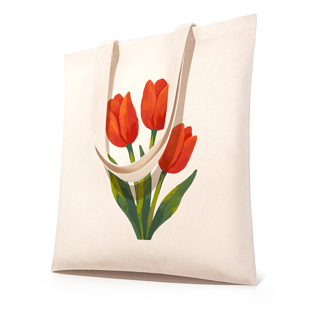 Rode Tulpen Canvas Tote Bag Schilderen op Nummers