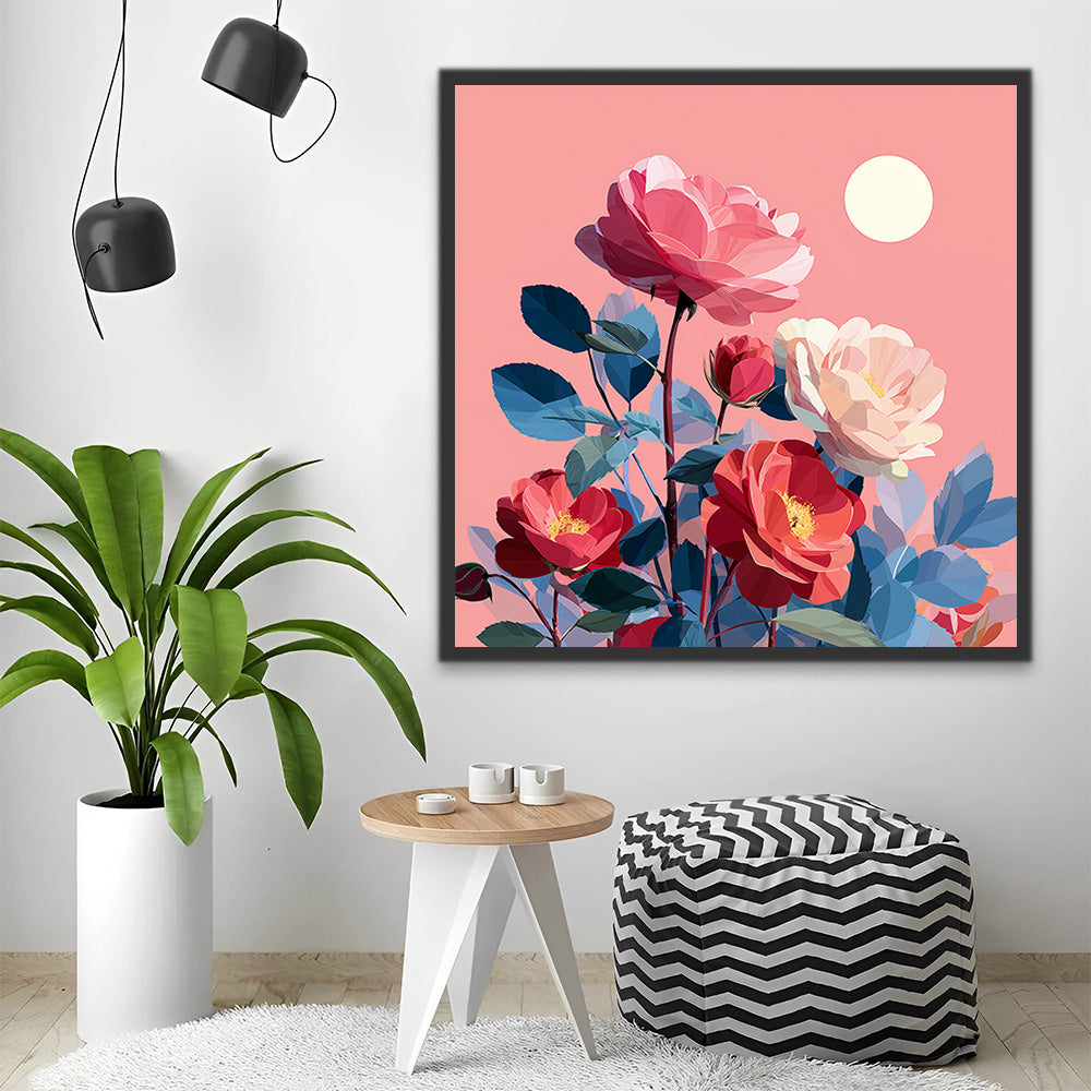 Roze en Rode Rozen Schilderen op Nummers