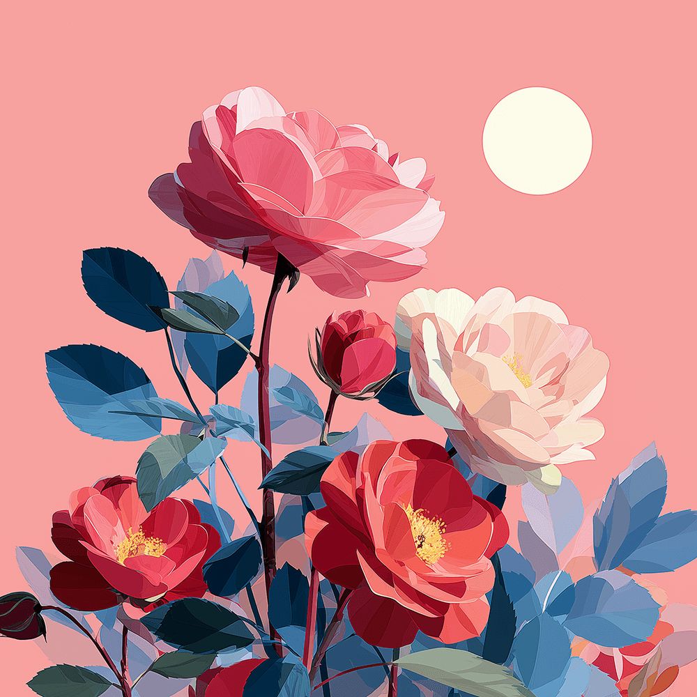 Roze en Rode Rozen Schilderen op Nummers