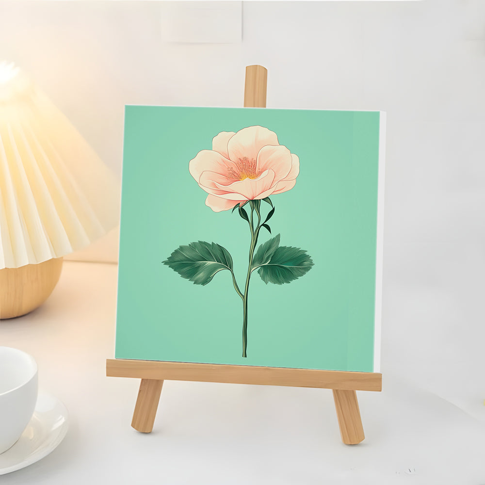 Roze en Witte Bloemen op een Groene Achtergrond Mini Schilderen op Nummers