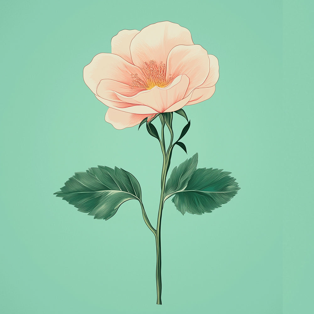Roze en Witte Bloemen op een Groene Achtergrond Mini Schilderen op Nummers