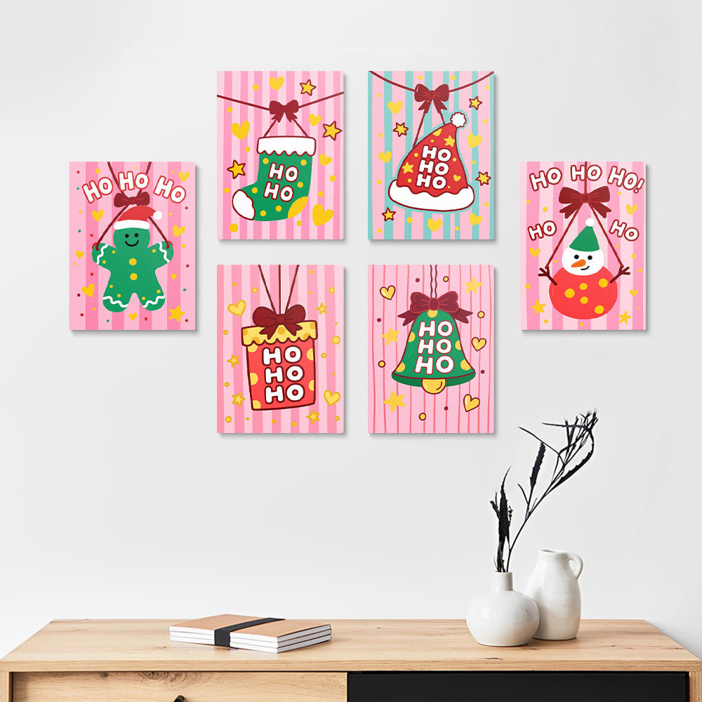 Roze Kerstversieringen 6 Stuks Mini Schilderen op Nummers