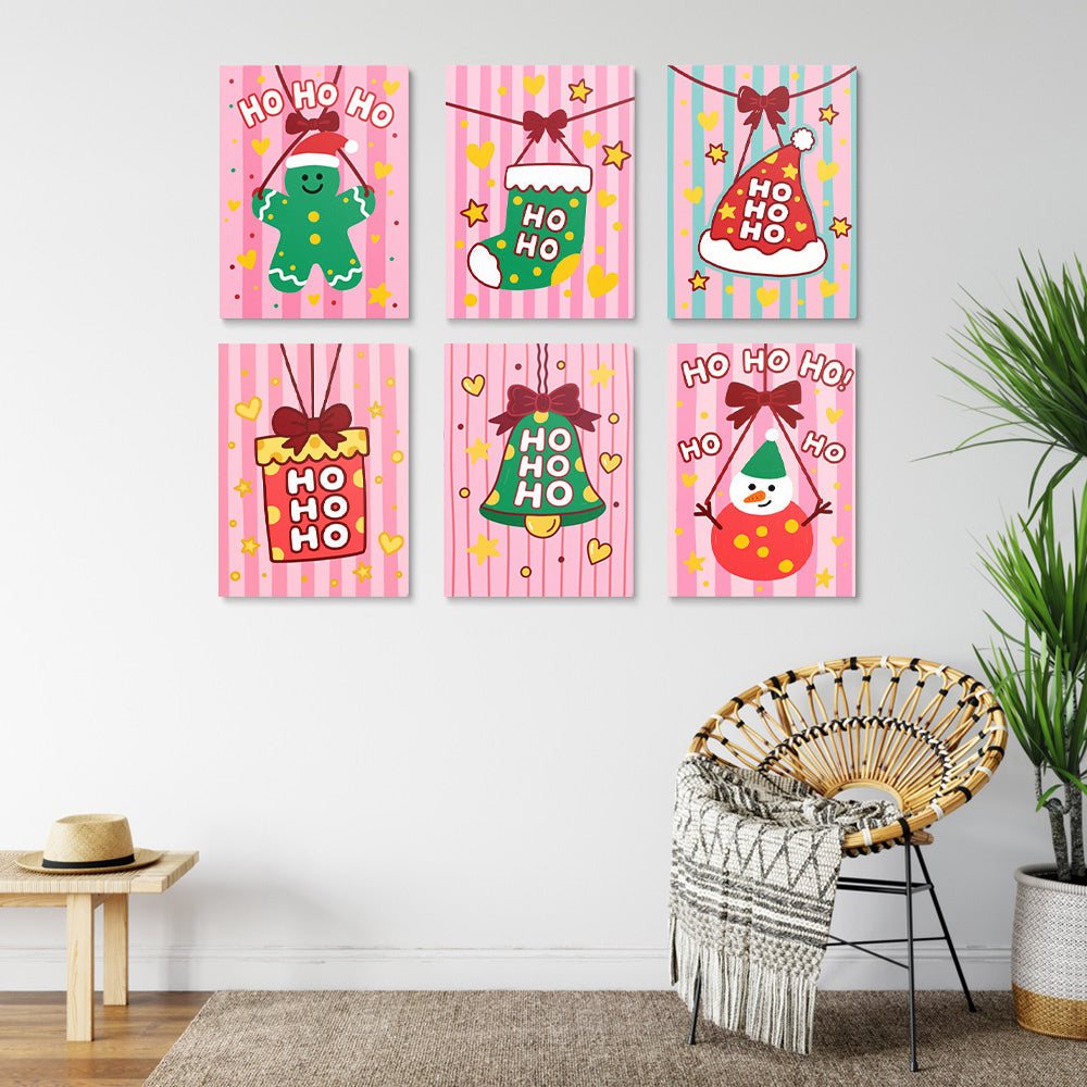 Roze Kerstversieringen 6 Stuks Mini Schilderen op Nummers
