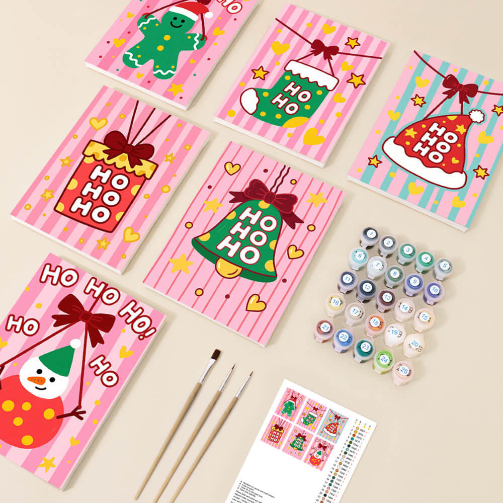 Roze Kerstversieringen 6 Stuks Mini Schilderen op Nummers