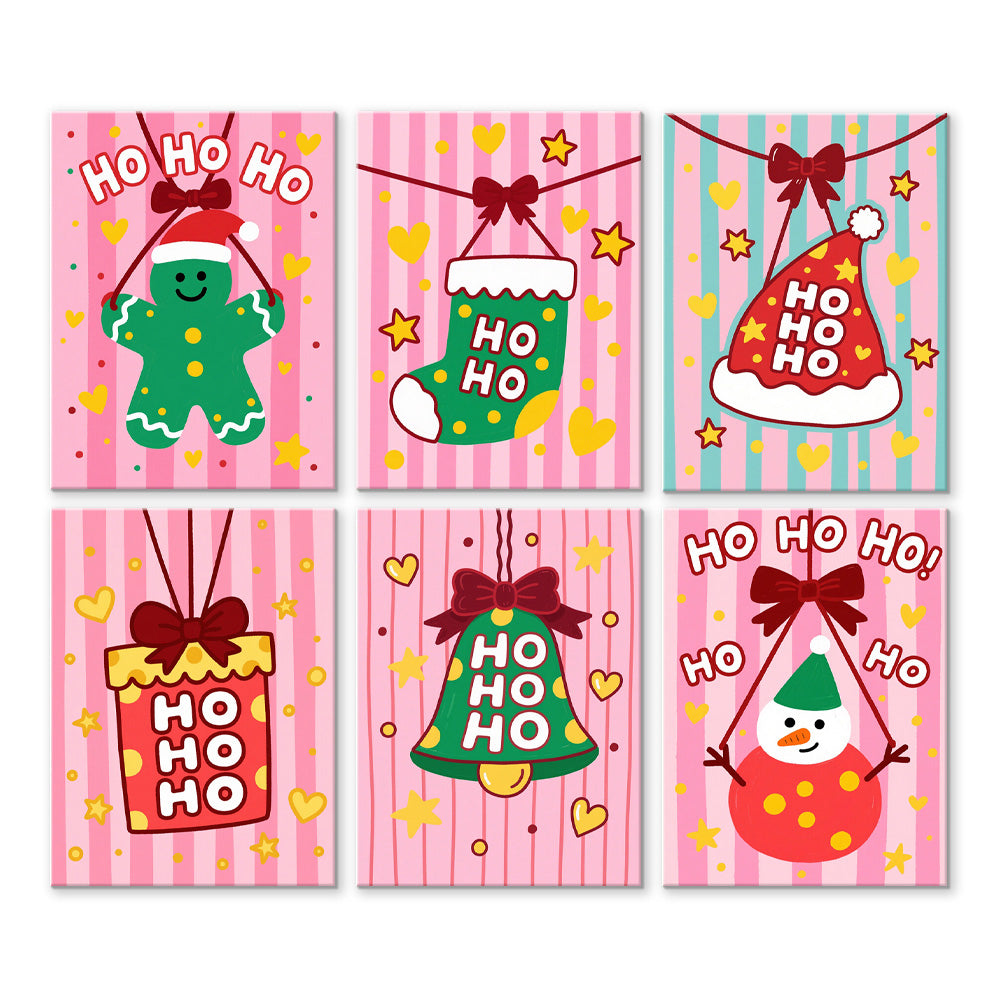 Roze Kerstversieringen 6 Stuks Mini Schilderen op Nummers
