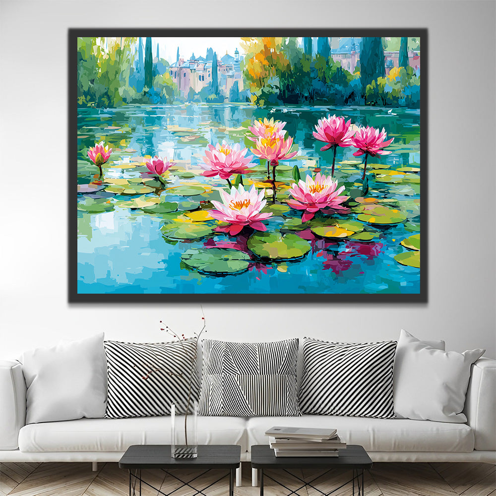 Roze lotus in Volle Bloei Schilderen op Nummers
