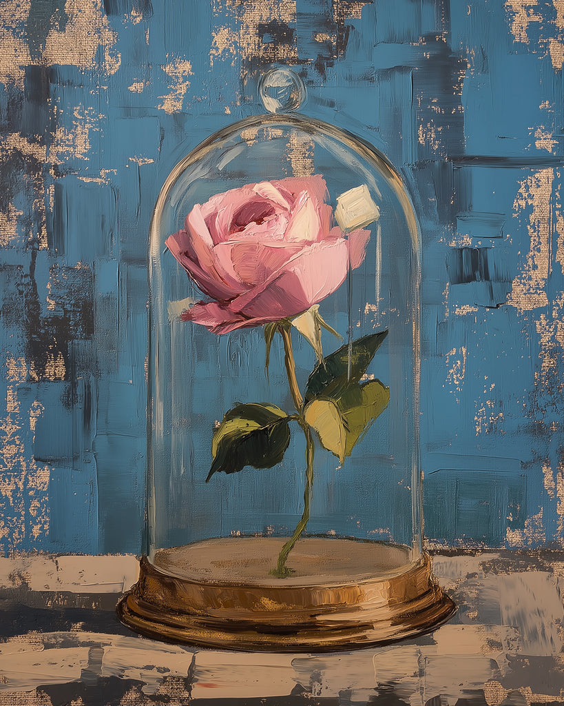 Roze Roos onder Glas Bloemen Schilderen op Nummers